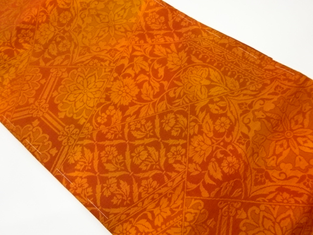 リサイクル　切り嵌め風華紋に花唐草模様織出し名古屋帯